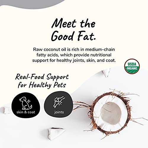 kin+kind Organic Coconut Oil Pet Supplement - Natural Skin & Coat Support for Dogs and Cats - 16oz