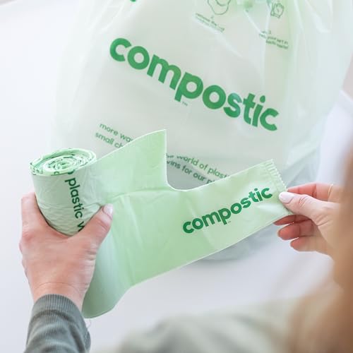 Compostic Compost Bags - Quick Breakdown, Non-Toxic & Certified, 13 Gallon, 100 Count
