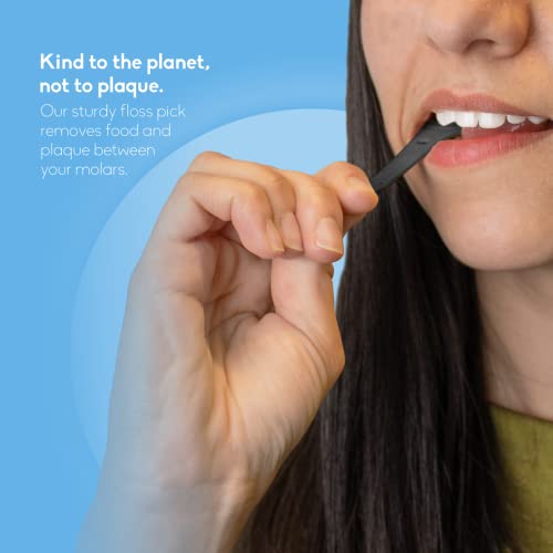 The Humble Co. Floss Picks - Plant-Based, Grip Handle for Dental Hygiene, 200 Count - Charcoal