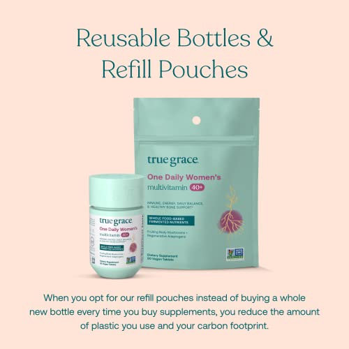 True Grace One Daily Women's Multivitamin 40+ - Energy, Immune & Bone Support - 30 Vegan Tabs