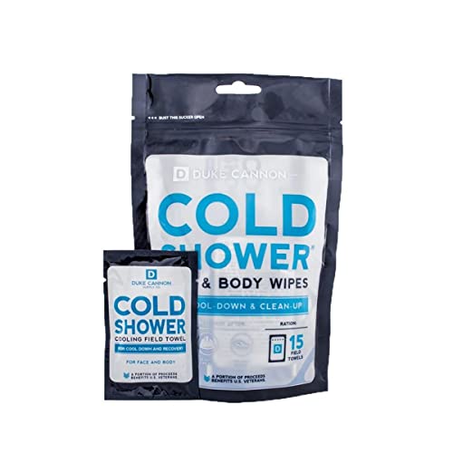 Duke Cannon Body Wipes - Cooling Towelettes for Face & Body, Individually Wrapped - 15 Pack