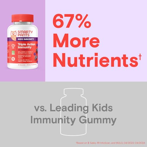 SmartyPants Kids Immune Defense Gummies - Supports Immunity with Elderberry, Zinc - 60 Count
