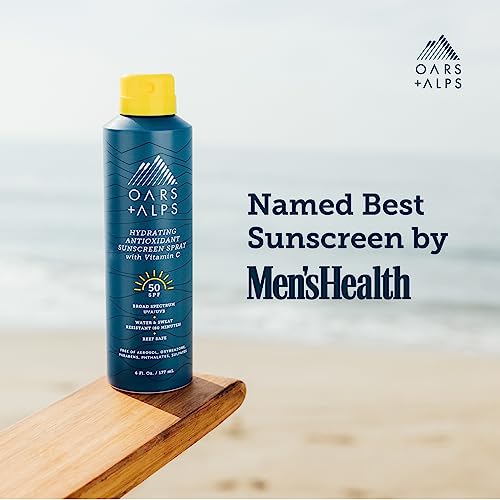 Oars + Alps Hydrating SPF 50 Sunscreen Spray - Nourishing Vitamin C, Water-Resistant - 6 Oz