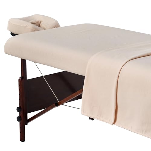 Master Massage Fitted Sheet Set - Soft Cotton Comfort, Allergy Relief, 3-Piece Off White