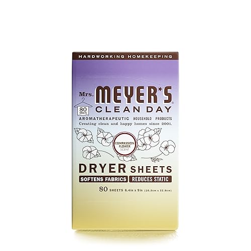 Mrs. Meyer's Clean Day Dryer Sheets - Reduces Static, Infused with Essential Oils, 80 Count