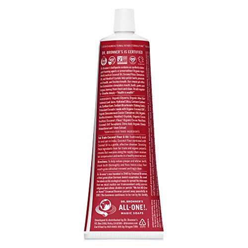 Dr. Bronner’s All-One Toothpaste - 70% Organic, Fluoride-Free, Vegan, Cinnamon Flavor - 5oz