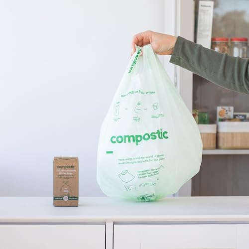 Compostic Compost Bags - 100% Compostable, Extra Strong, Non-Toxic, 3 Gallon - 100 Count