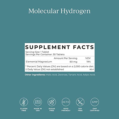 CYMBIOTIKA Magnesium Molecular Hydrogen Tablets - Energy Boost, Antioxidant Support - 30 Count