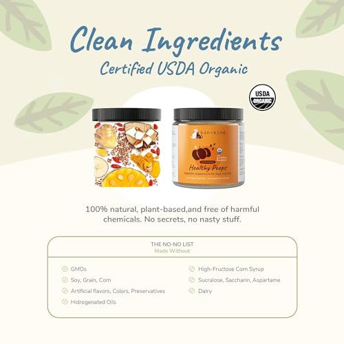 kin+kind Dog Supplement - Promotes Healthy Digestion, USDA Organic Pumpkin & Superfoods - 4oz