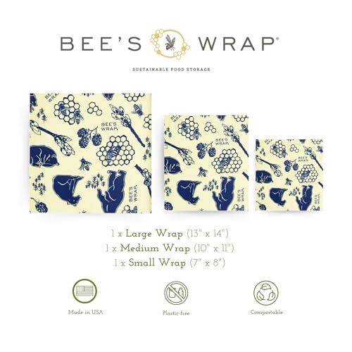 Bee's Wrap Outdoor Bundle - Reusable Food Wraps & Natural Fire Starters, 3 Pack, USA Made