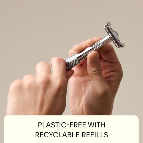 Leaf Shave Thorn Razor Set - Ultra-Close Shave, Blade Recycling Tin, 50 Blade Refills