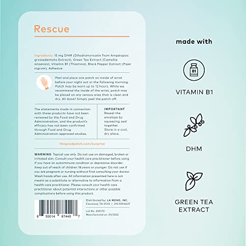 The Good Patch Rescue After Party Patch - Plant-Powered Recovery, DHM & Vitamin B1 - 8 Patches