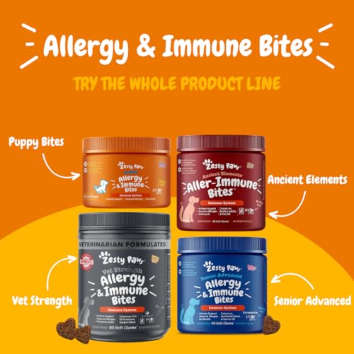 Zesty Paws Dog Allergy Relief - Supports Immune & Digestive Health, Lamb Flavor - 90 Soft Chews