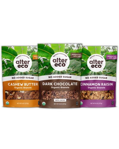 Alter Eco Organic Granola Variety Pack - Healthy Vegan Snack, No Artificial Sugars - 8oz Bags