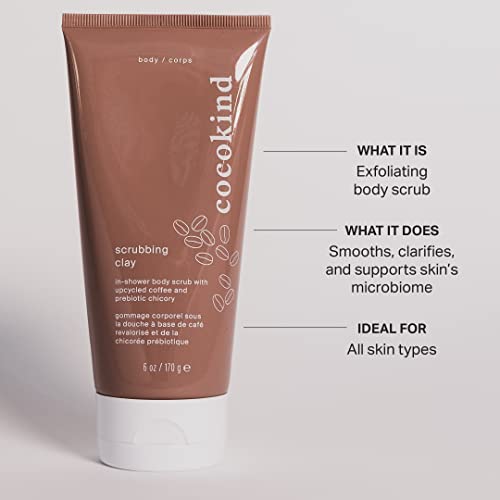 Cocokind Body Scrub - Exfoliating Coffee & Clay, Prebiotic Support, 8oz