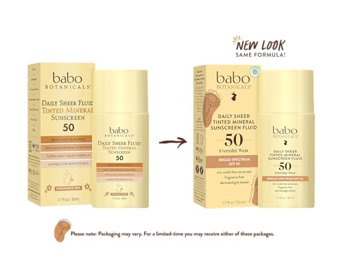 Babo Botanicals Mineral Sunscreen SPF50 - Zinc Oxide, Passion Fruit Oil, Fragrance Free - 3oz