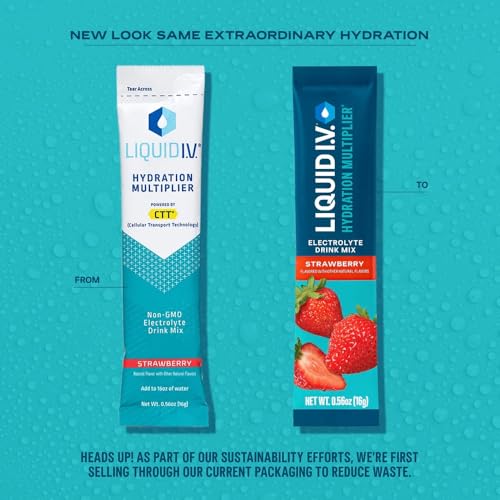 Liquid I.V. Hydration Multiplier - Electrolyte Drink Mix, Non-GMO Strawberry Flavor - 16 Servings