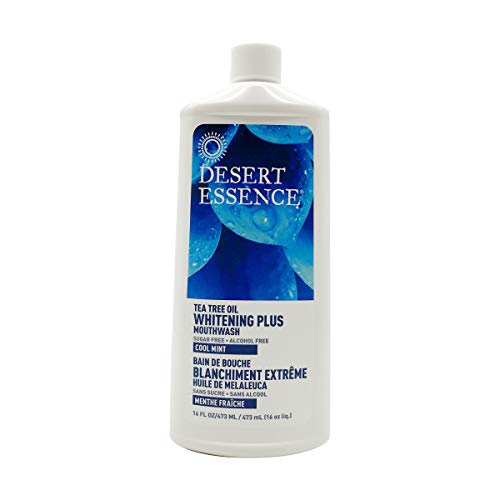 Desert Essence Mouthwash - Natural Tea Tree Whitening, Freshens Breath, Soothes Gums - 16oz