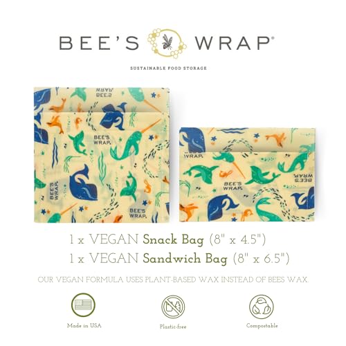 Bee's Wrap Back to School Bundle - Vegan Food Storage, Reusable Wraps & Bags, Assorted Sizes