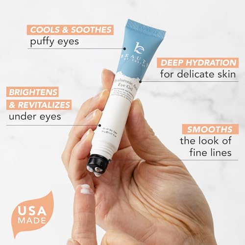 USA Made Eye Cream - Reduces Dark Circles & Puffiness, Hydrates with Hyaluronic Acid - 0.5oz