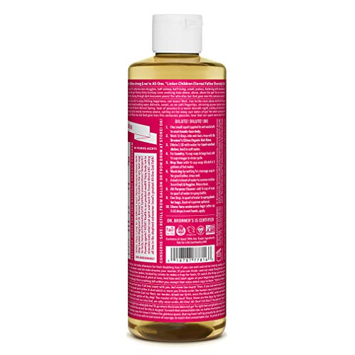Dr. Bronner's Body Soap - Made with Organic Oils, 18-in-1 Uses, Vegan, Non-GMO - 16oz Rose