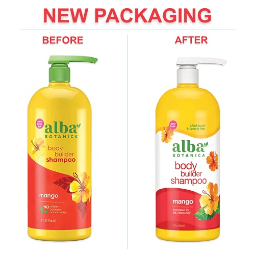 Alba Botanica Body Builder Shampoo - Volumizing, 100% Vegetarian, Mango & Tropical Extracts - 32oz