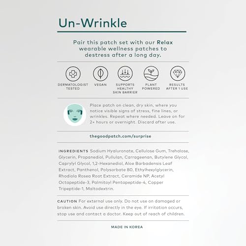 The Good Patch Un-Wrinkle Eye Patches - Reduces Fine Lines, Vegan & Dermatologist Tested - 8 Patches