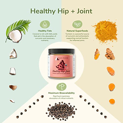 kin+kind Hip+Joint Supplement for Dogs & Cats - Organic Turmeric & Black Pepper - 8oz