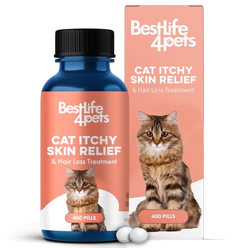 BestLife4Pets Cat Allergy Medicine - Soothes Itchy Skin, Reduces Shedding & Dandruff - 400 Pills