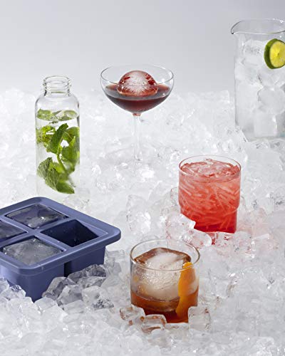 W&P Peak Silicone Ice Tray - BPA-Free, Easy Release, Freshness Lid - Charcoal, 4 Large Cubes