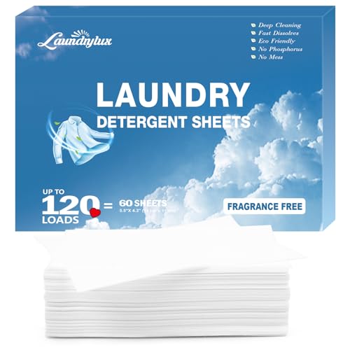 LAUNDRYLUX Laundry Detergent Sheets - Natural Cleaning, Hypoallergenic, Plastic-Free - 120 Loads
