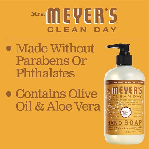 Mrs. Meyer's Cleanday Hand Soap - Moisturizing Orange Clove, Paraben-Free - 12.5oz (Pack of 3)