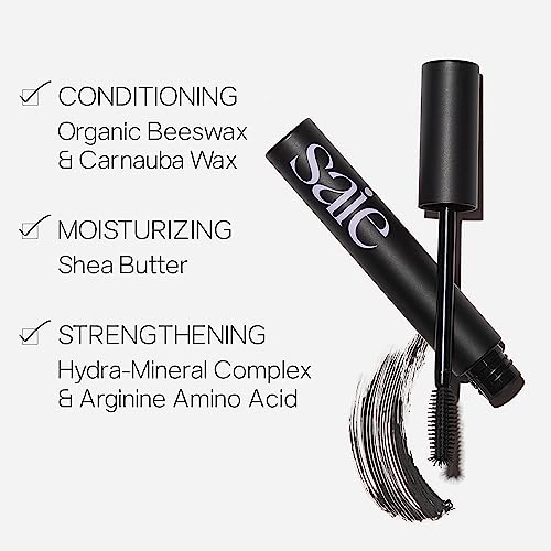 Saie Makeup Set - Hydrating Primer, SPF 35 Protection, Volumizing Mascara - 3 Products