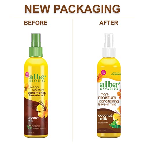 Alba Botanica Hair Mist - Deep Hydration with Coconut Milk, 100% Vegetarian - 8oz