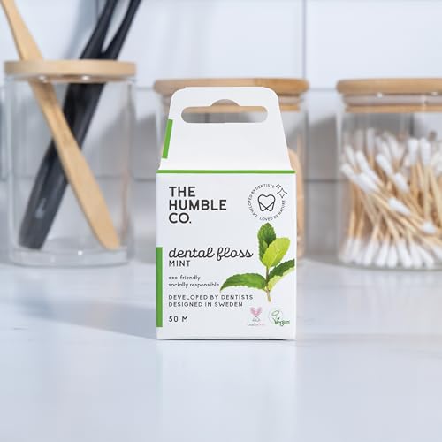 The Humble Co. Dental Floss - Vegan, Waxed with Xylitol for Gum Care, Mint Flavor - 4-pack, 55 Yards