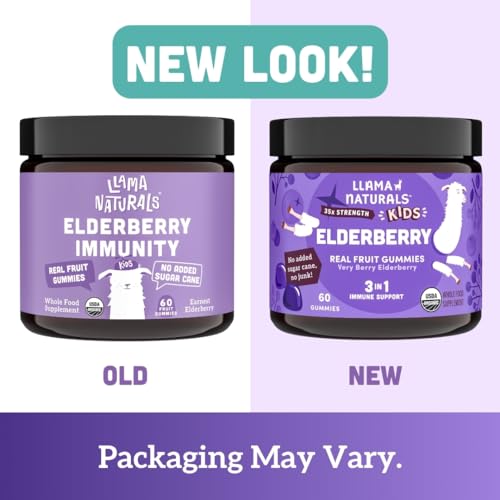Llama Naturals Elderberry Gummies - Boosts Kids' Immunity, Vegan, No Added Sugar - 60 ct