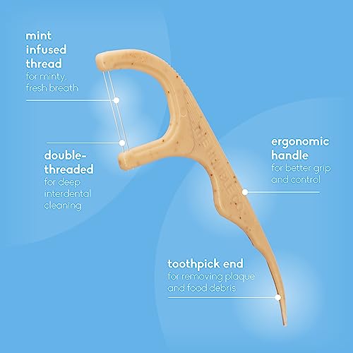 The Humble Co. Floss Picks - Plant-Based Oral Care, Cruelty-Free, Mint Flavor - 200 Count