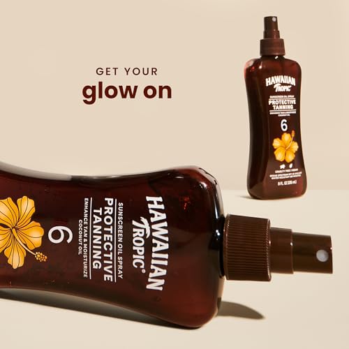 Hawaiian Tropic Island Tanning Oil Spray - Hydrating SPF 6, Oxybenzone-Free, 8oz