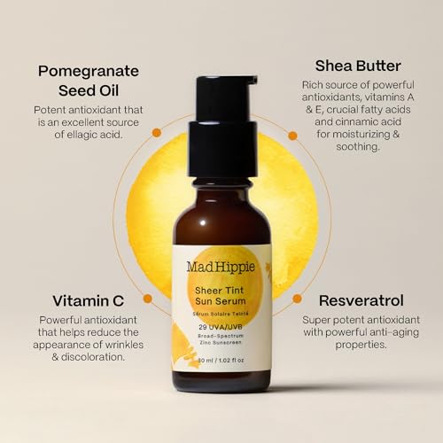Mad Hippie Sheer Tint Sun Serum - SPF 29 Protection with Vitamin C & Hyaluronic Acid - 1.02 Oz