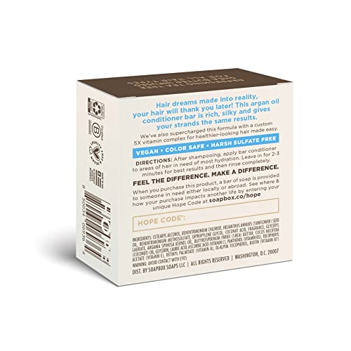 Soapbox Conditioner Bar - Softens Dry Hair, Vegan, Sulfate & Paraben Free - 2oz Solid