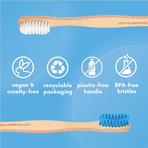 The Humble Co. Bamboo Toothbrushes - Dentist Recommended, BPA-Free Soft Bristles, 5-Pack