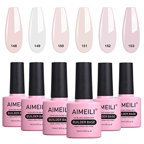 AIMEILI Nail Gel Set - Vegan, HEMA-Free Formula, Natural Sheer Finish - 6pcs x 10ml