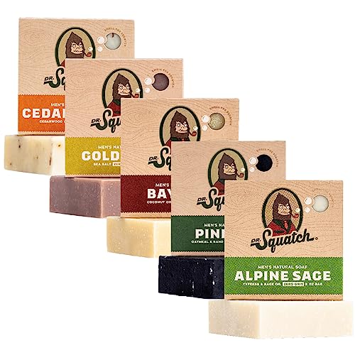 Dr. Squatch Bar Soap Set - 5 Invigorating Scents, 98-100% Natural Ingredients - 5 Bars