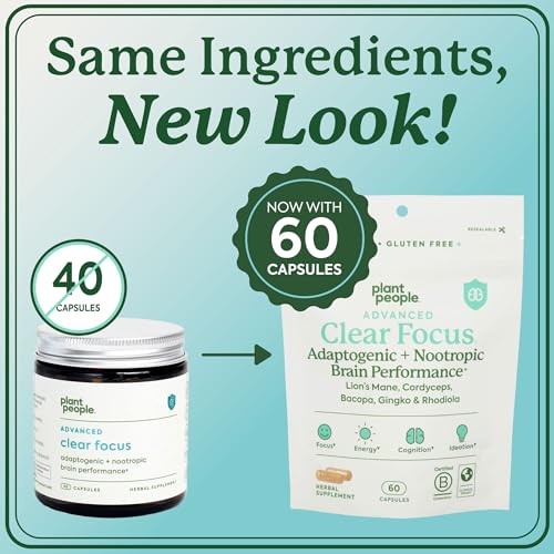 Plant People Nootropic Supplement - Enhances Focus & Brain Function, Organic & Vegan - 40 Capsules