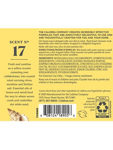 Caldrea Hand Soap - Gentle Cleanser with Aloe Vera & Olive Oil, Sea Salt Neroli Scent - 10.8oz