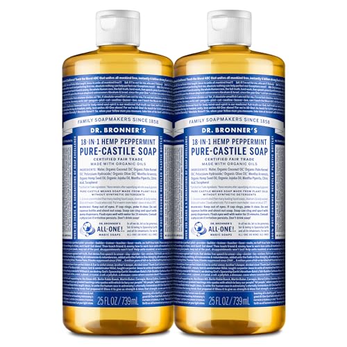 Dr. Bronner’s Pure-Castile Liquid Soap - Organic Oils, 18-in-1 Uses, Vegan, Non-GMO - 25oz (2-Pack)
