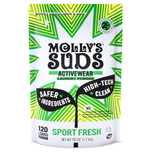 Molly's Suds Active Wear Laundry Detergent - Stain Fighting for Sensitive Skin, 120 Loads