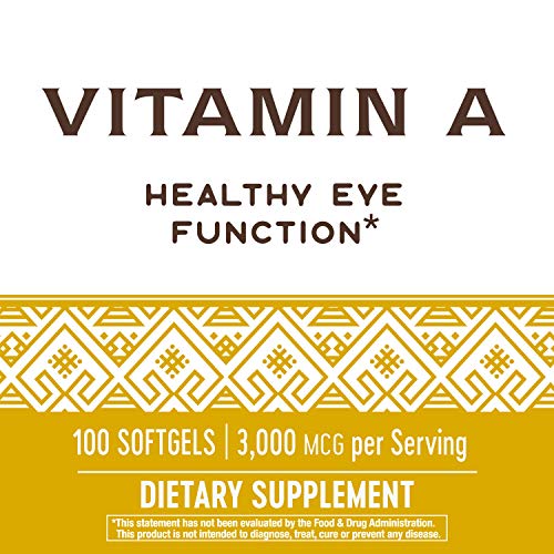 Nature's Way Vitamin A - Supports Eye Health & Immune Function, Gluten-Free - 100 Softgels