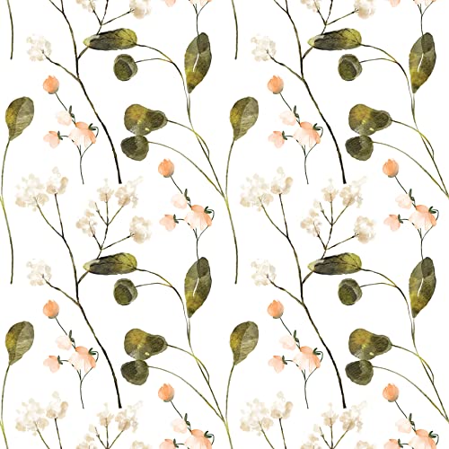 Waterleaf Paper Co. Dissolvable Floral Gift Wrap - 100% Biodegradable, Peach Flowers - 48" L x 47" W