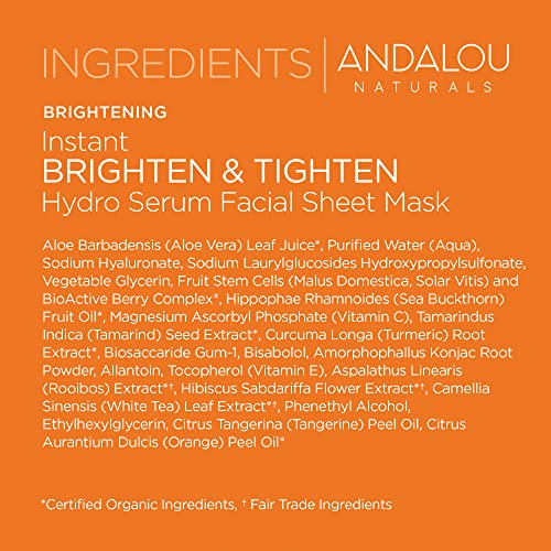 Andalou Naturals Hydro Serum Facial Mask - Brightens and Tightens, Vitamin C & Aloe Vera - 0.6oz